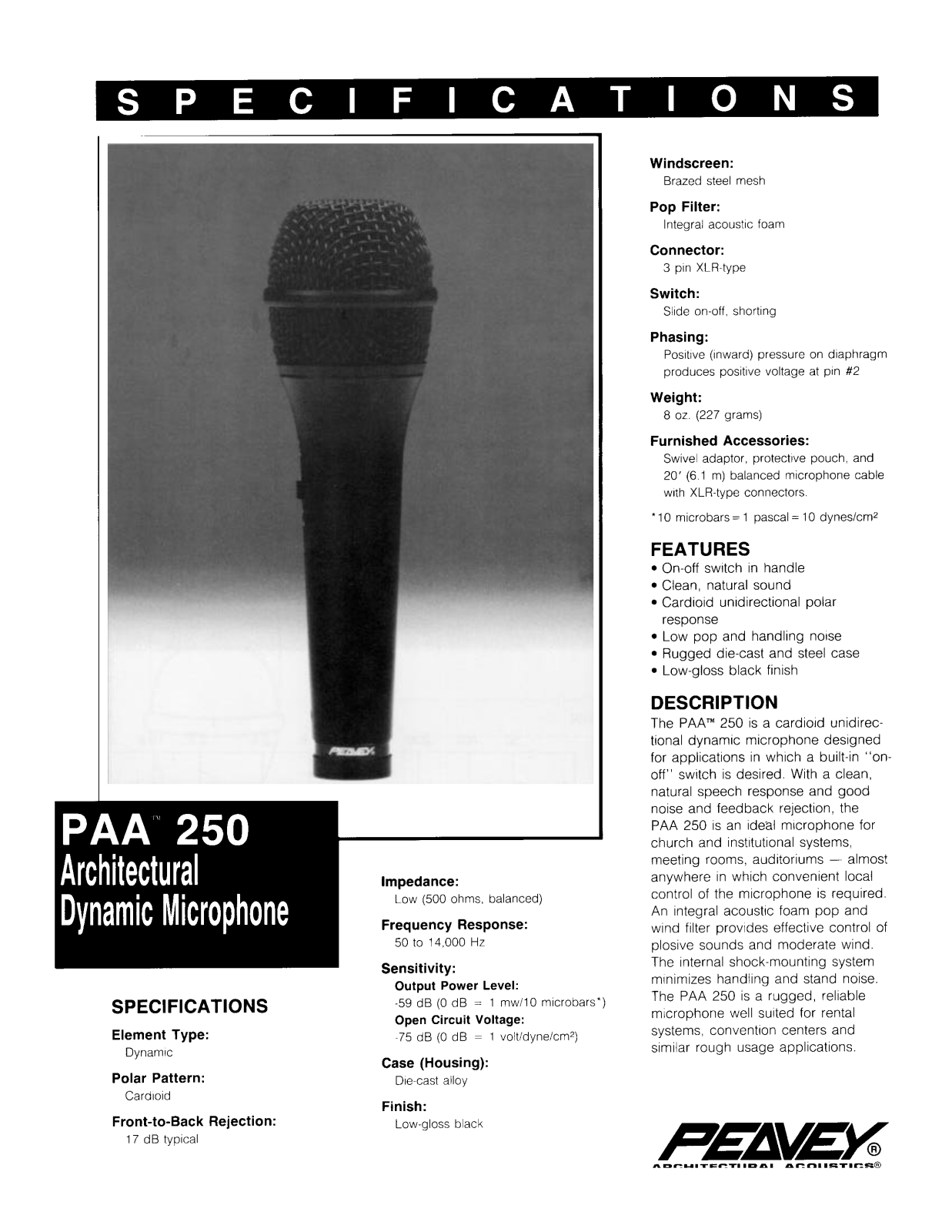 Peavey PAA 250 User Manual