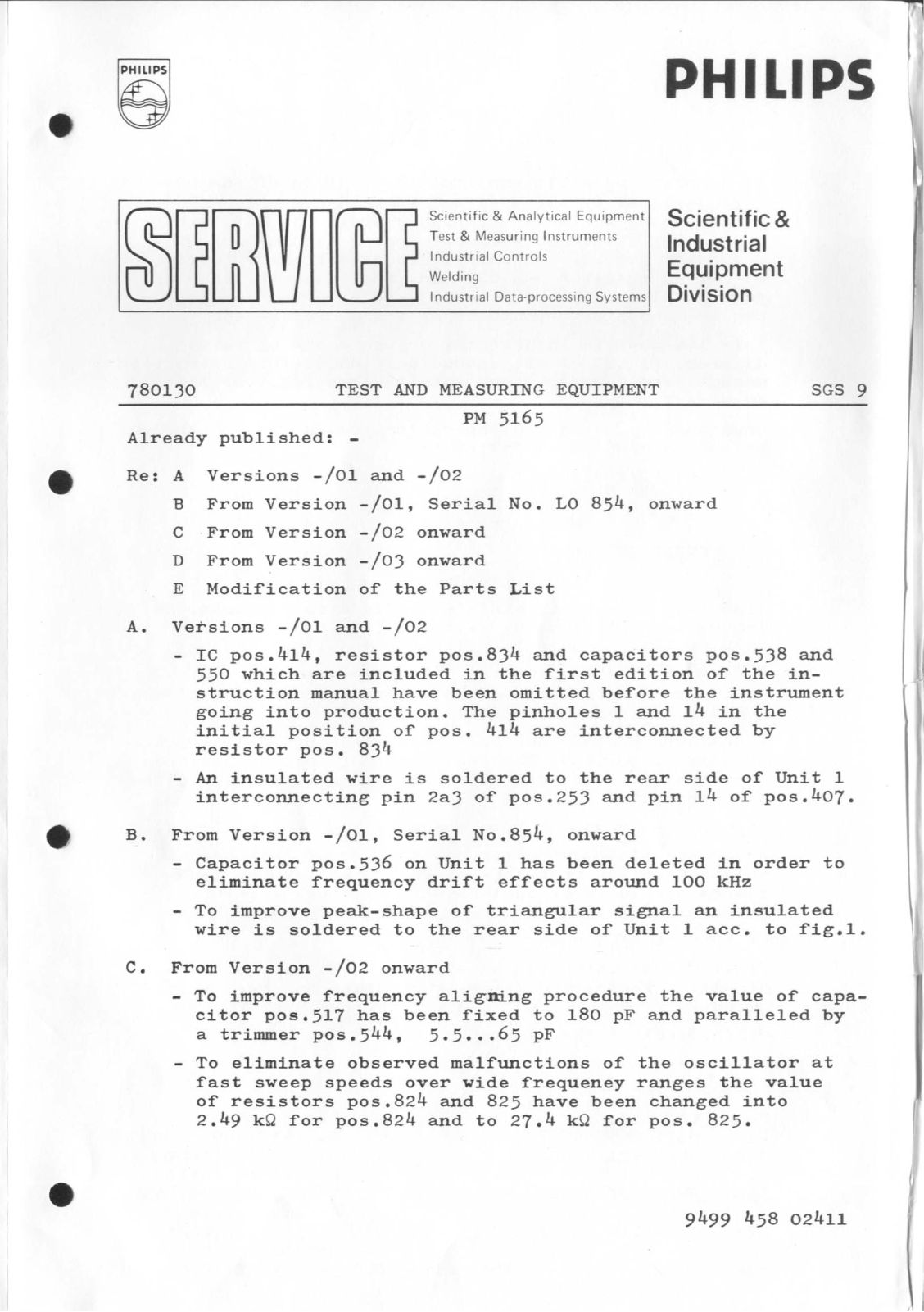 Philips PM5165 Service Manual