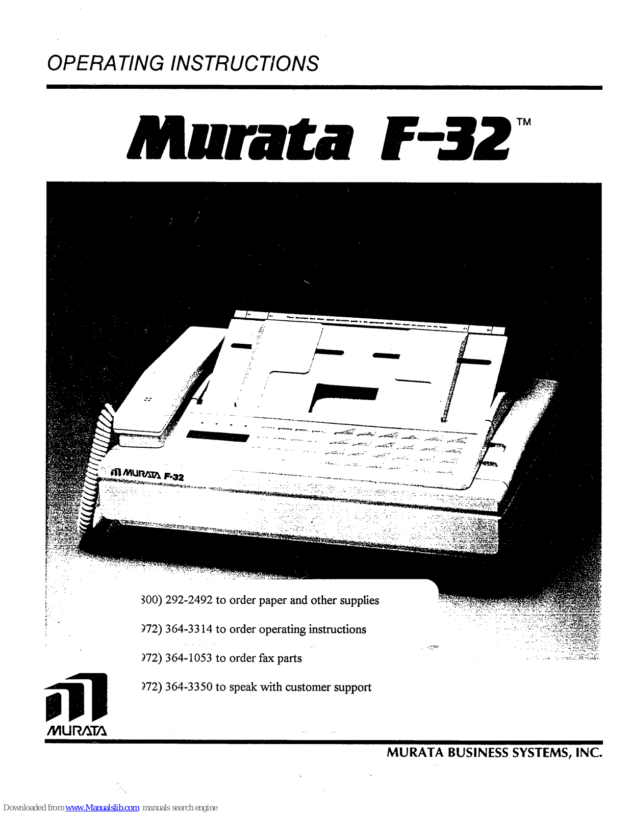 Murata F-32 Operating Instructions Manual - ManualMachine.com