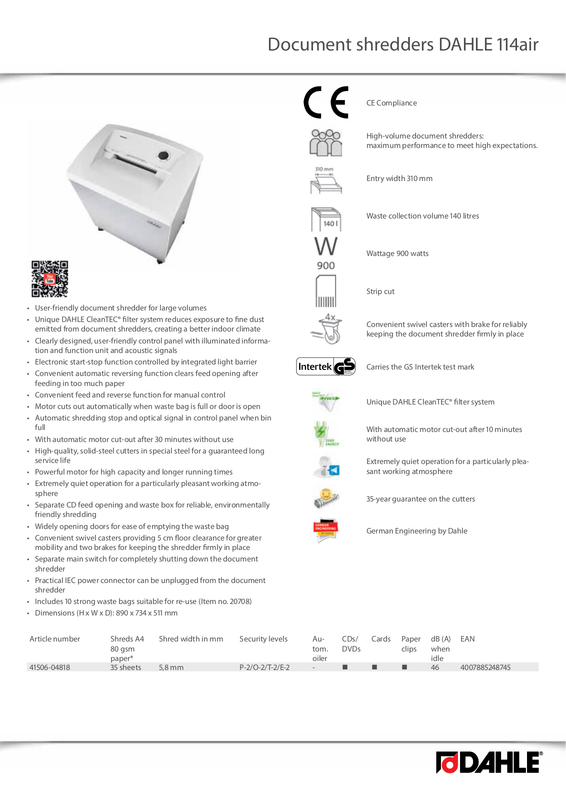 Dahle 114air Quick Manual