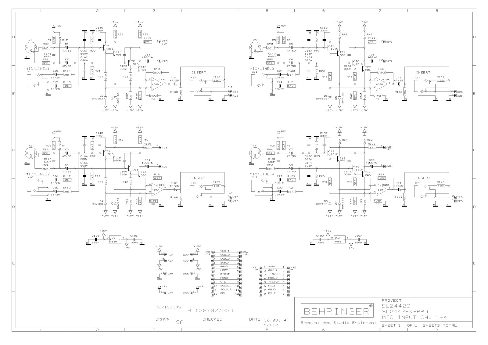 Behringer SL-2442-FXPRO Schematic