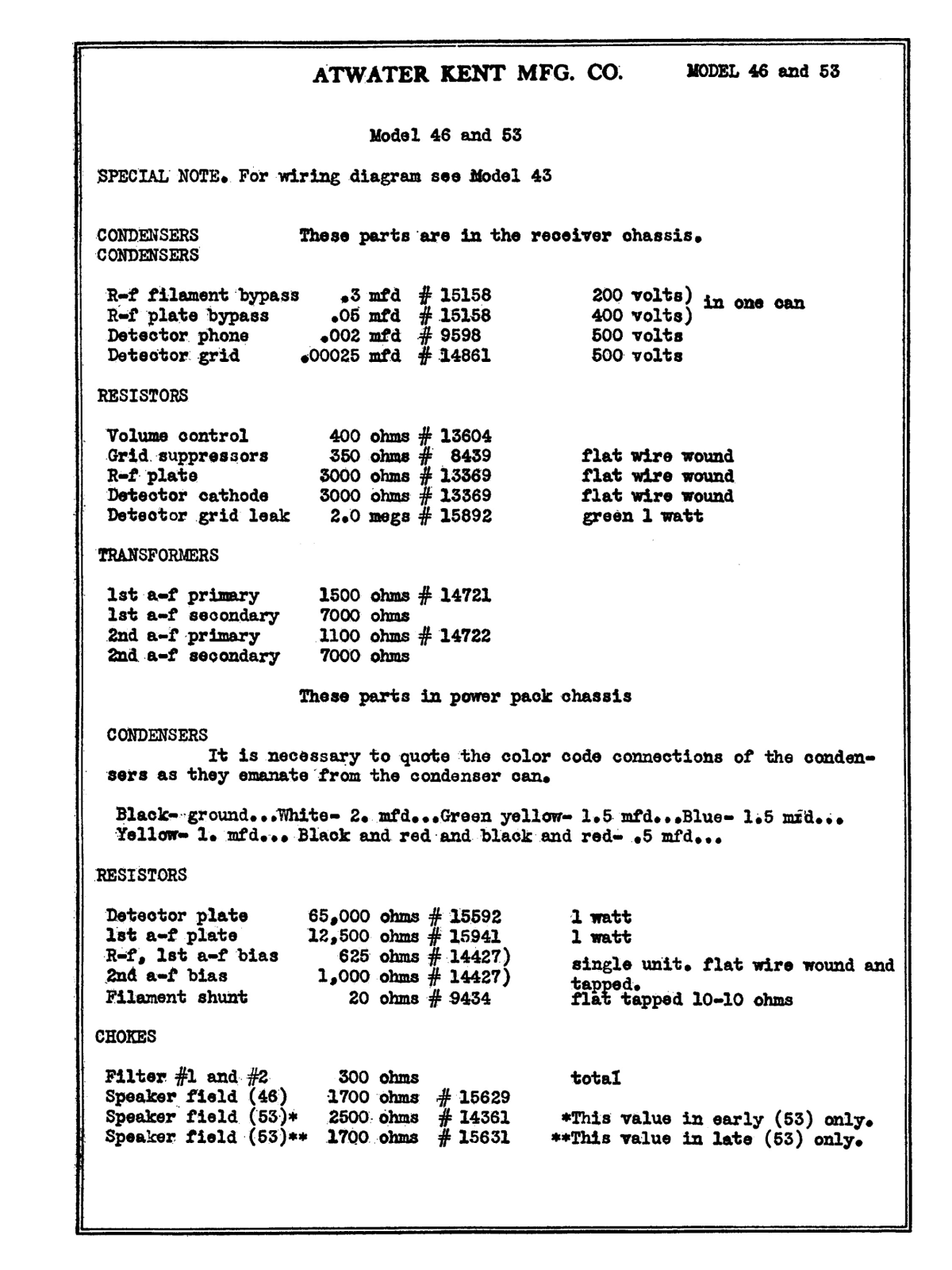 Atwater Kent 46, 53 Components - ManualMachine.com