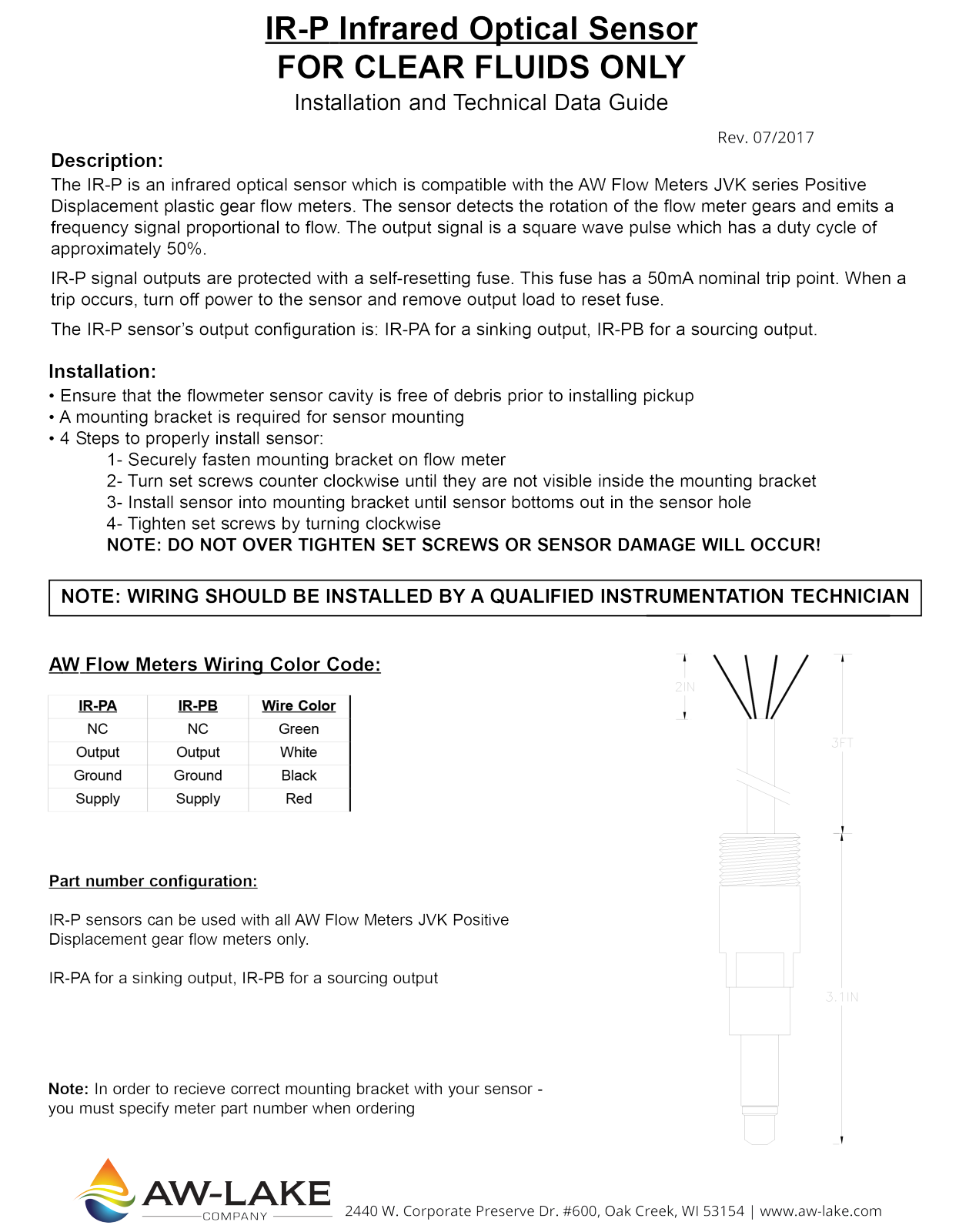 AW-Lake IR-P Operating Manual