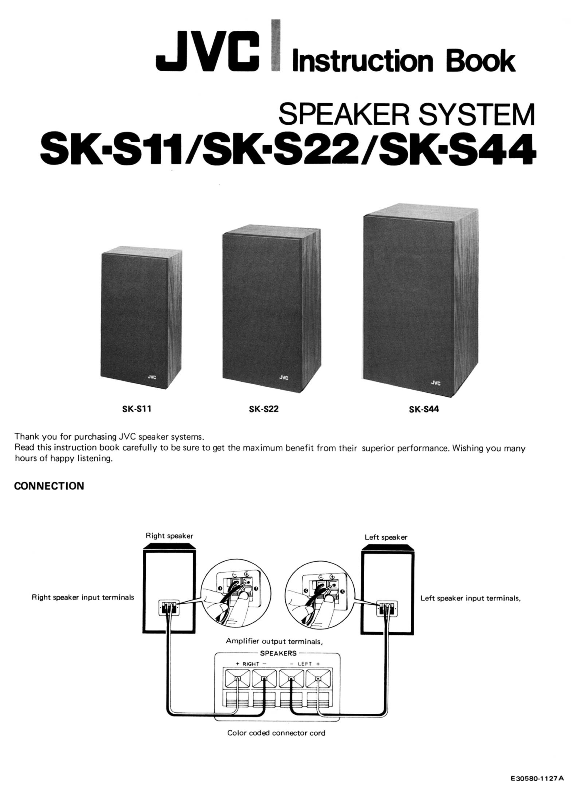Jvc SK-S44, SK-S22, SK-S11 Owners Manual
