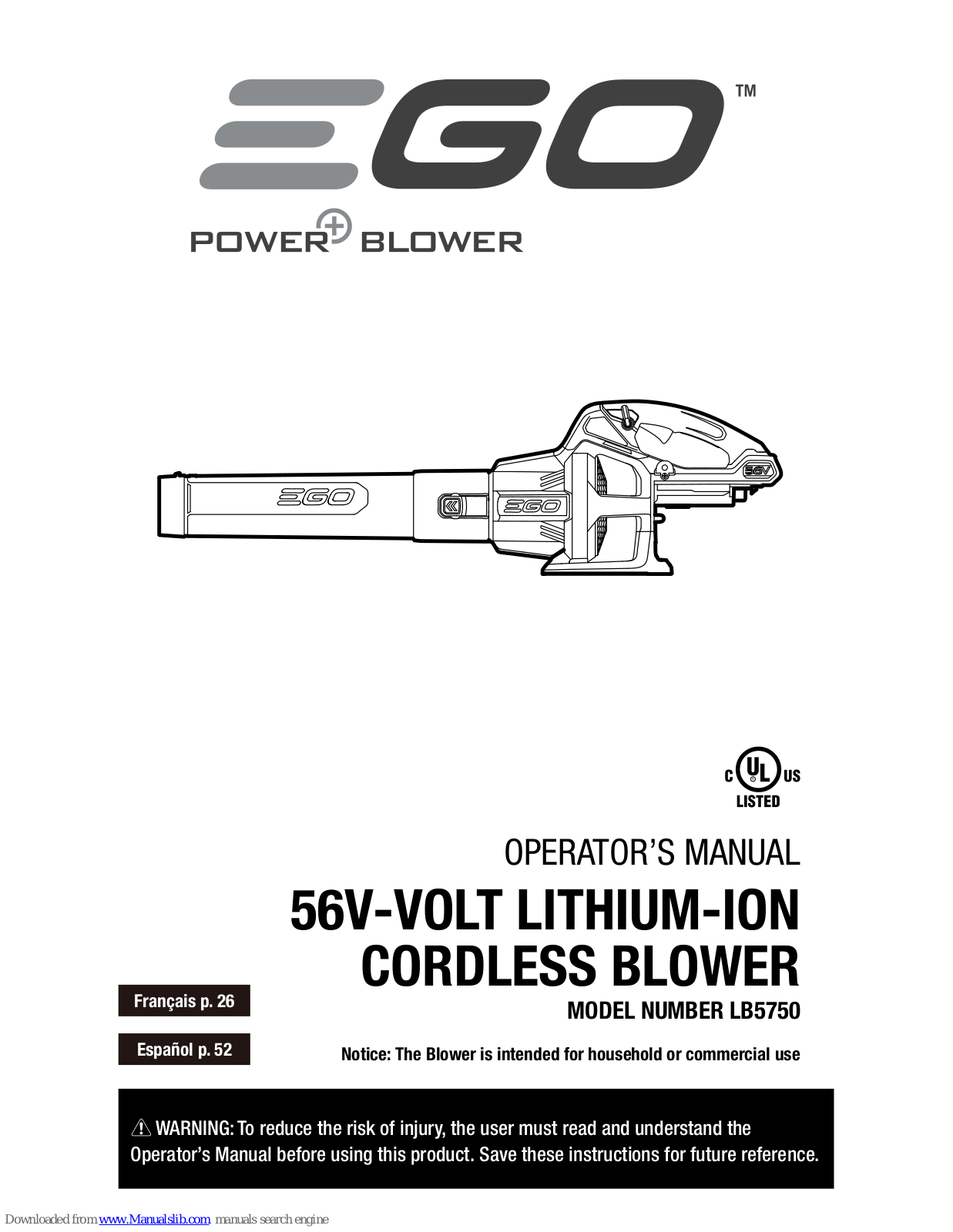 EGO LB5750 Operator's Manual