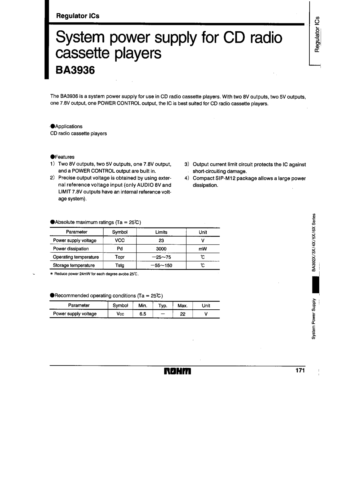 ROHM BA3936 Datasheet