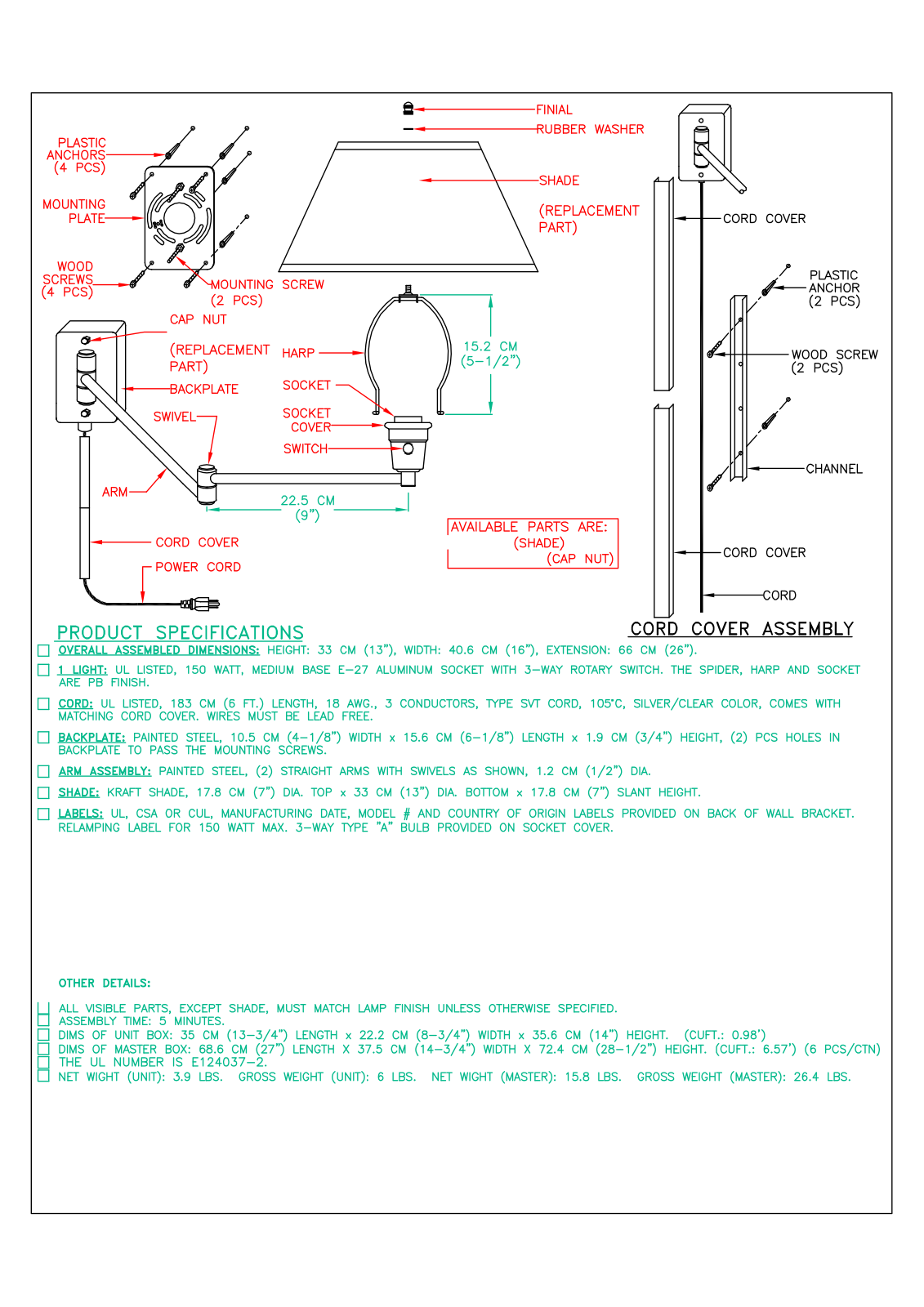 Andover Mills ADML3046 Specifications - ManualMachine.com