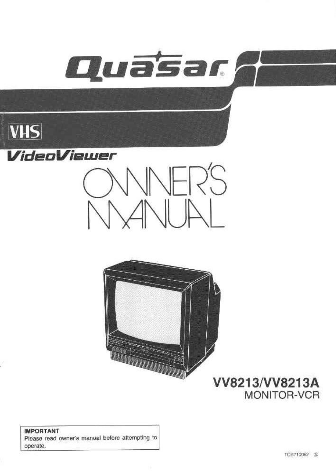 Quasar VV-8213, VV-8213A Operating Instruction