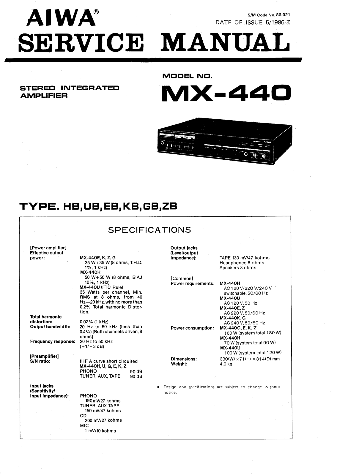 Aiwa MX-440 Service Manual