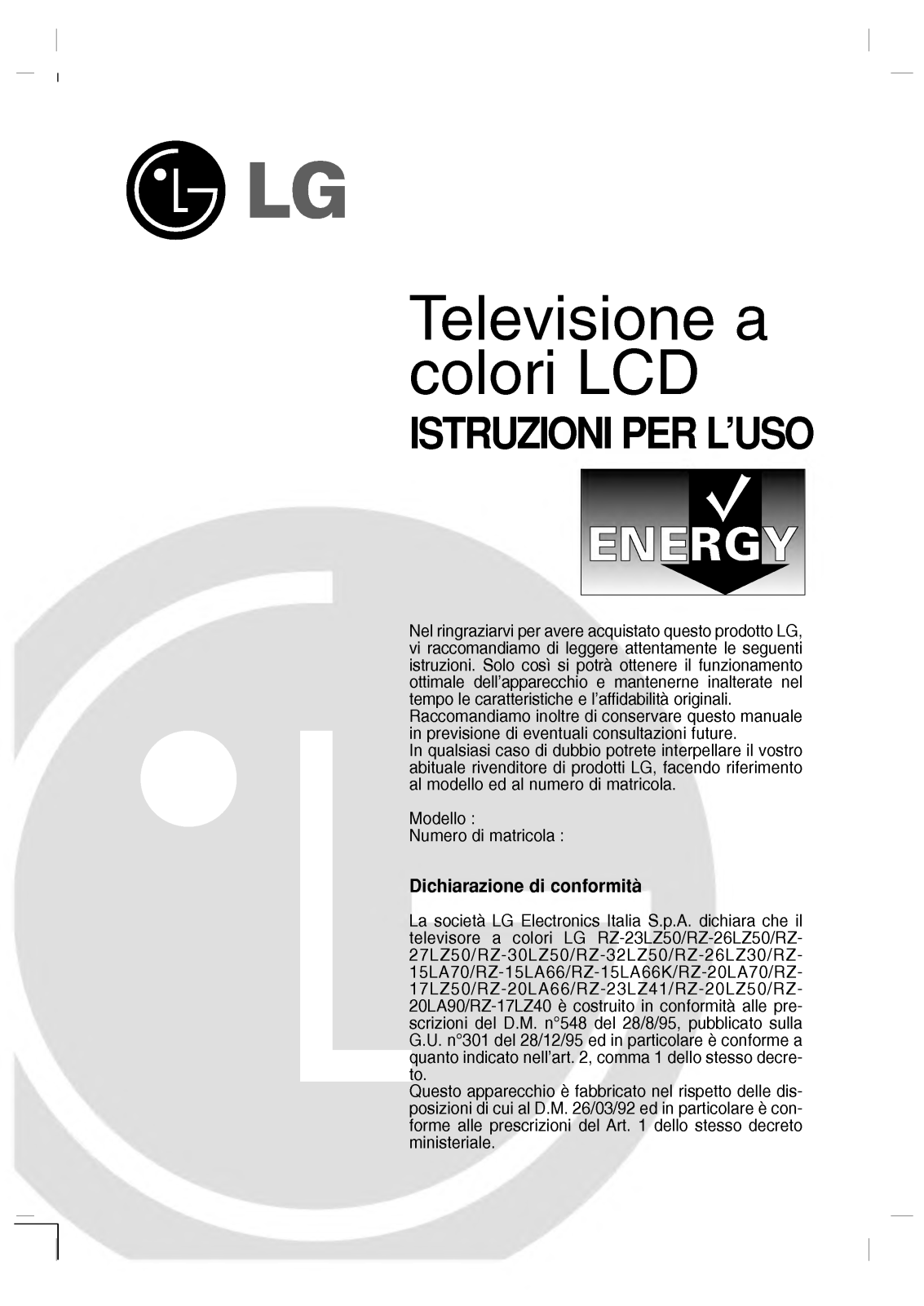 Lg RZ-20LA90, RZ-20LZ50 User Manual