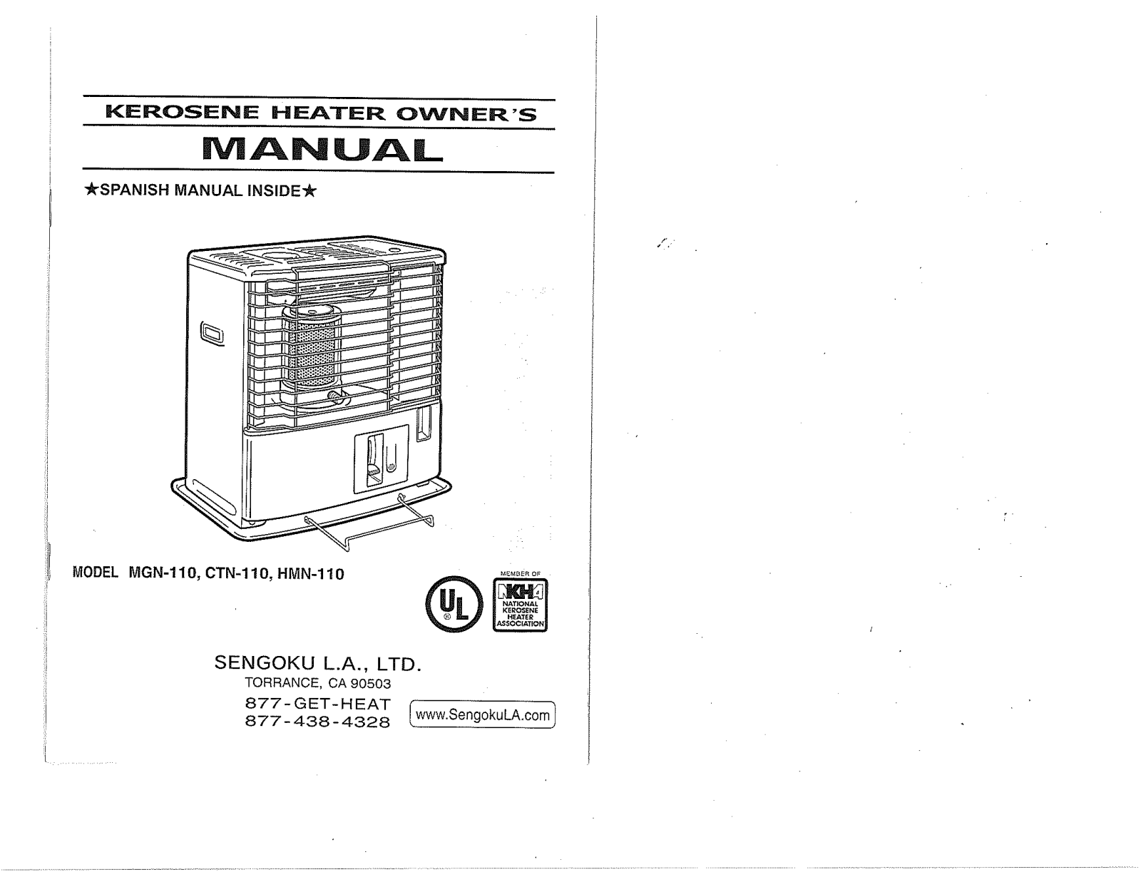 Kerosene MGN-110, CTN-110, HMN-110 User Manual