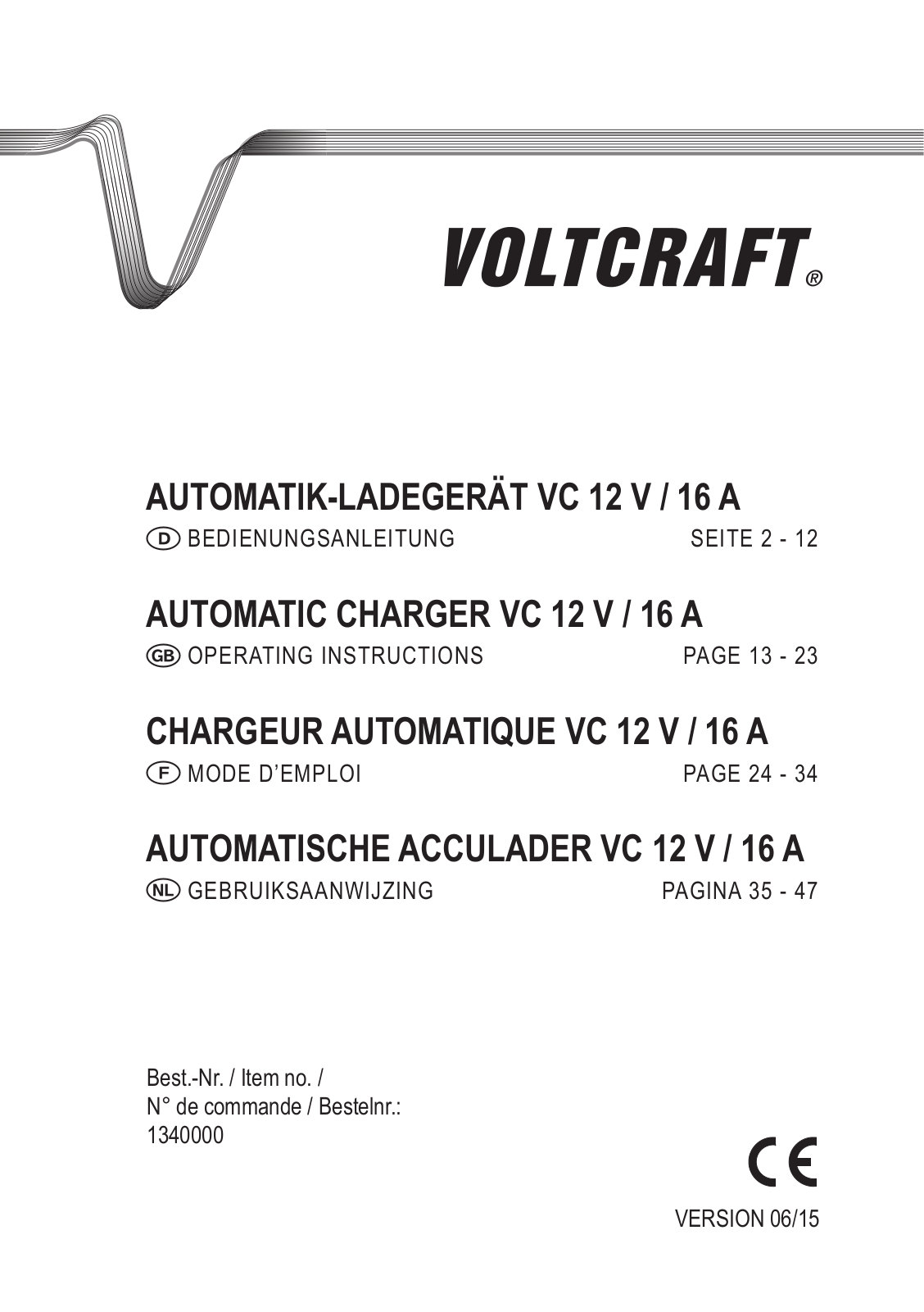 VOLTCRAFT VC 12V / 16A Operation Manual