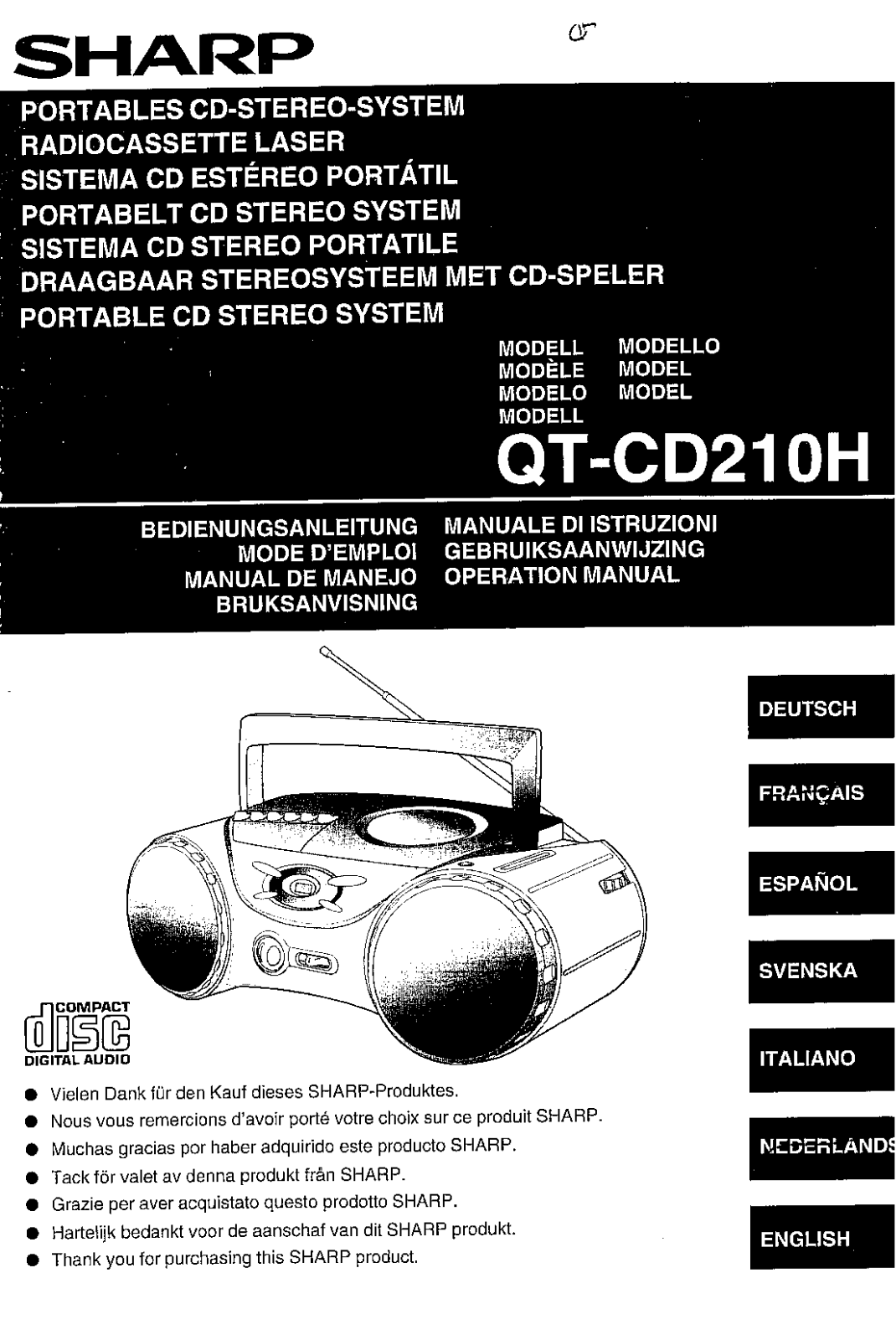 Sharp QT-CD210H User Manual