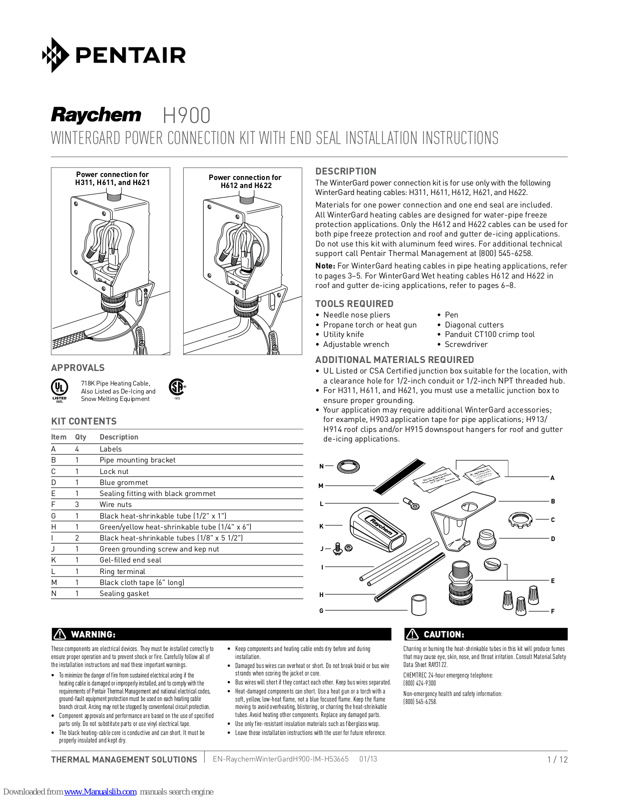 Pentair Raychem H900 Installation Instructions Manual