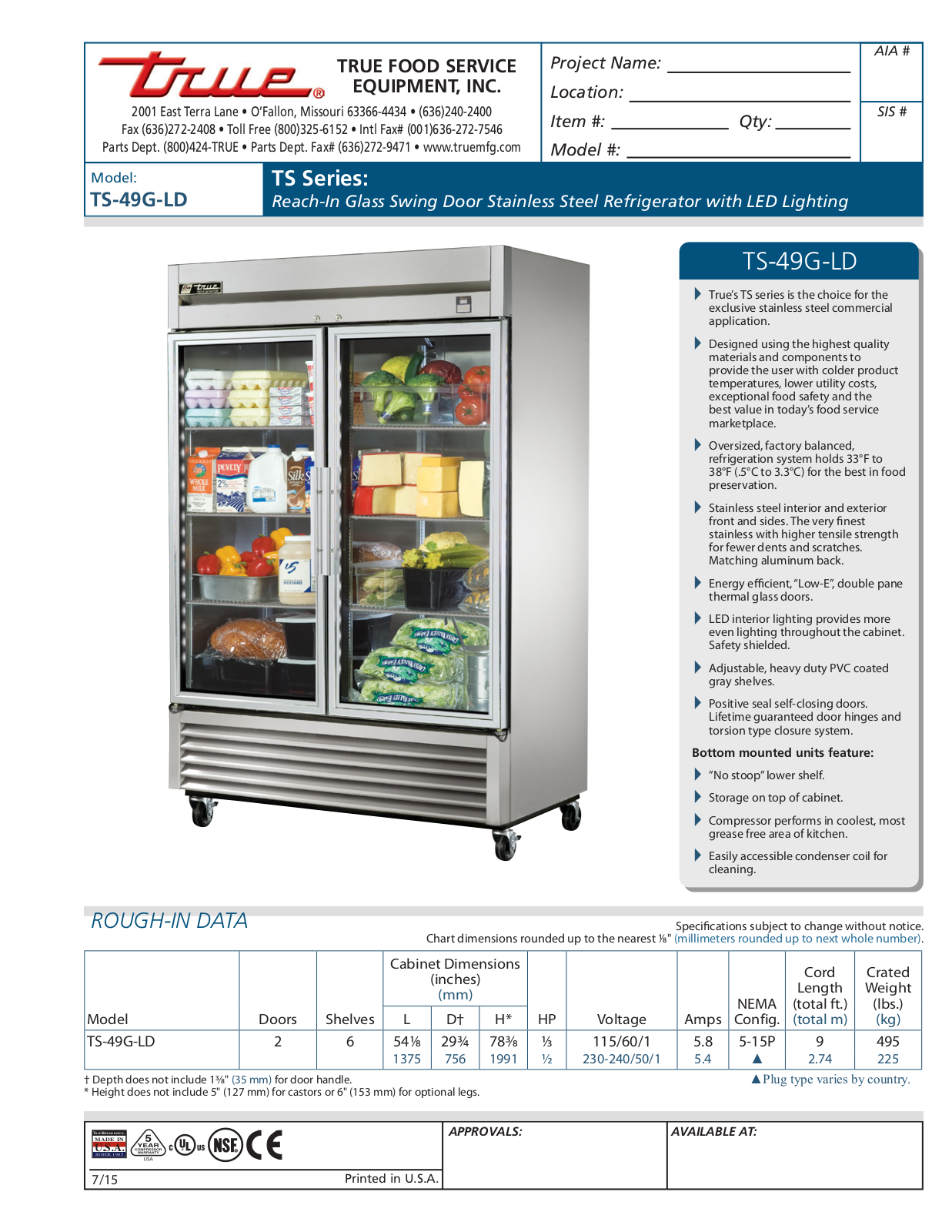 True TS-49G-LD User Manual