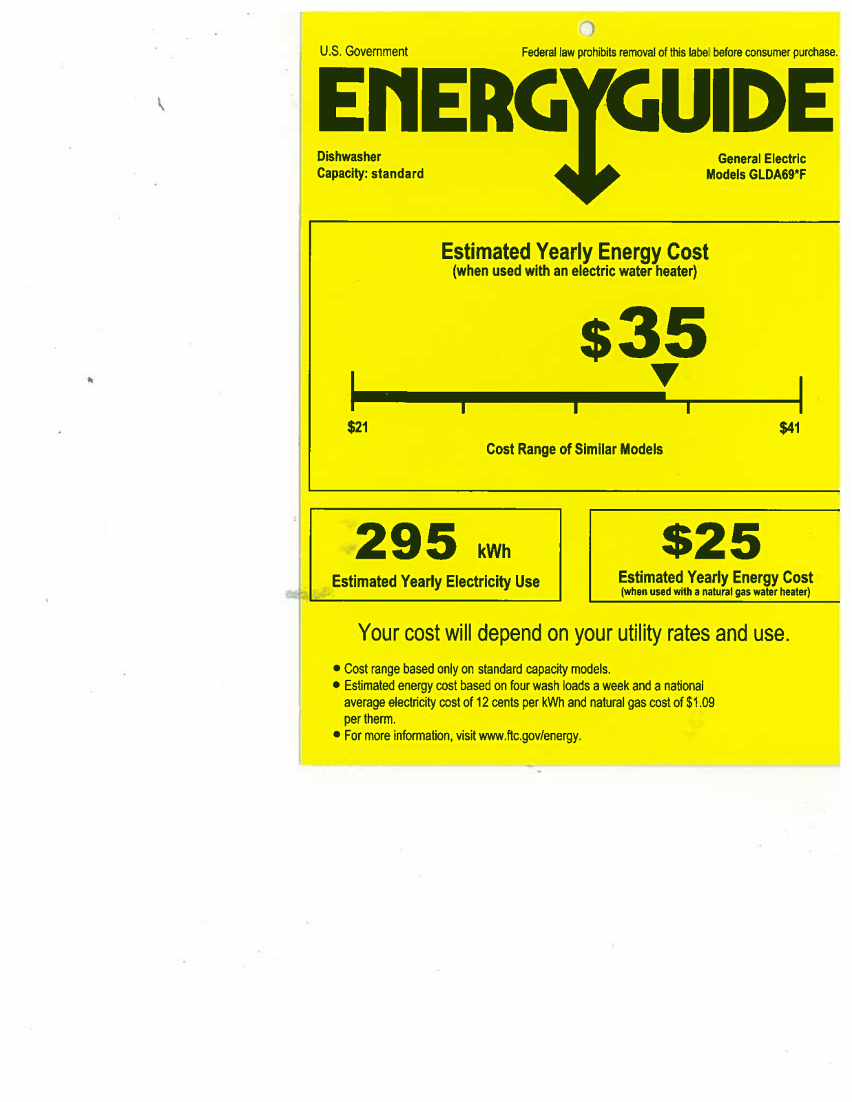 General Electric GLDA696FSS Energy Guide