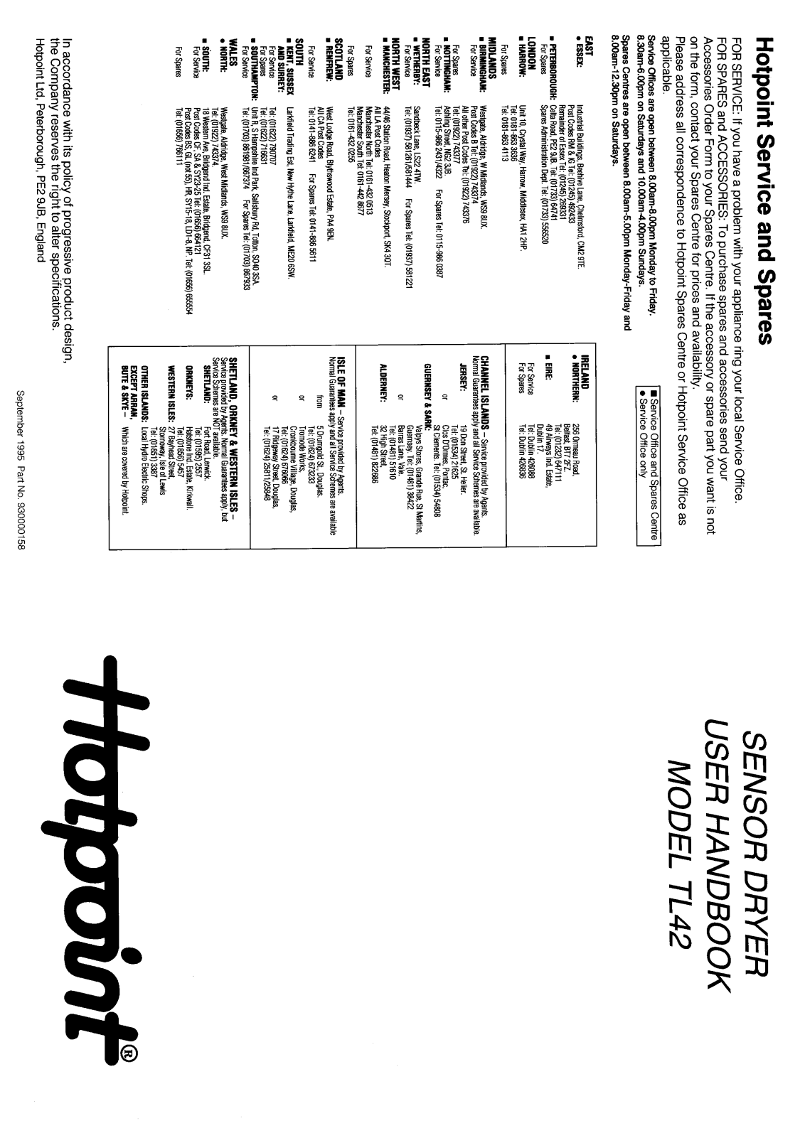 Hotpoint-Ariston HBTL42 User Manual