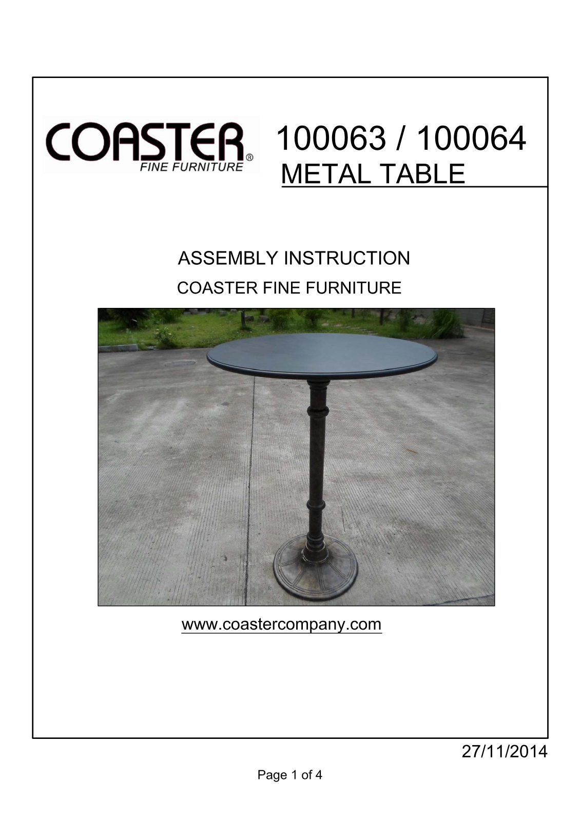 Coaster 100064 Assembly Guide