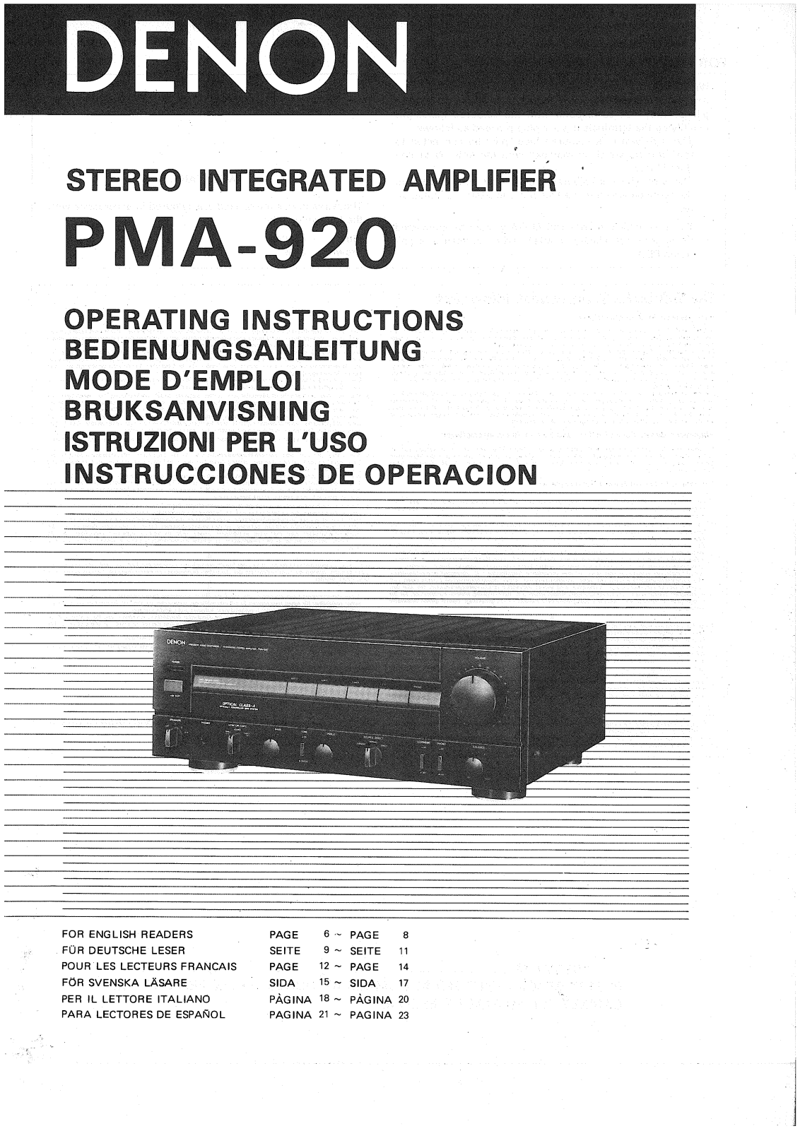Denon PMA-920 Owner's Manual
