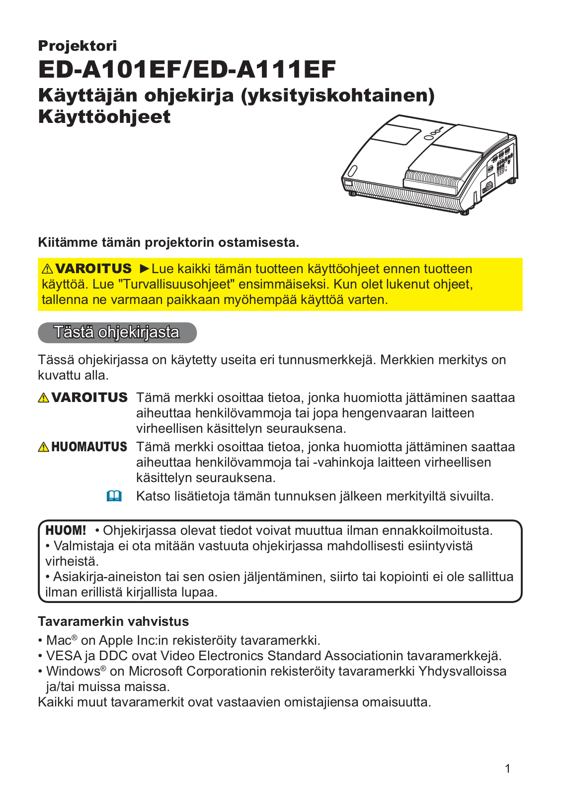 Hitachi ED-A111, ED-A101 User Manual