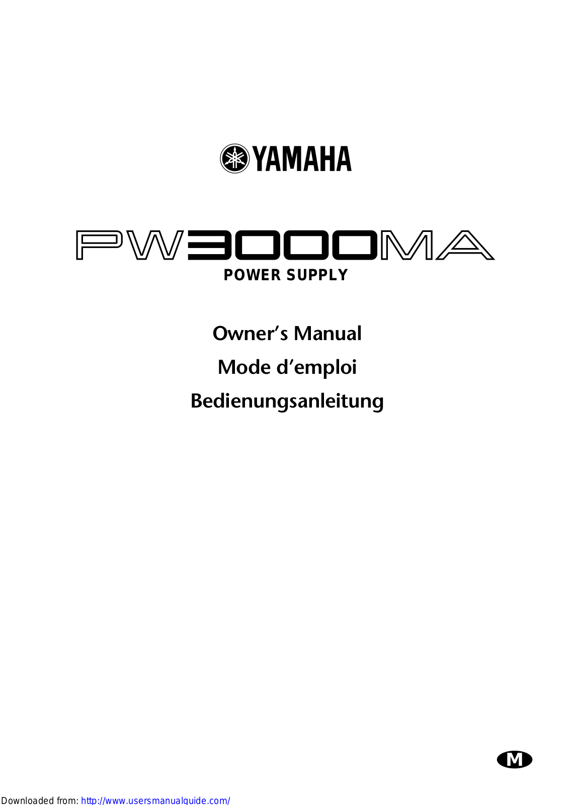 Yamaha Audio PW3000MA User Manual
