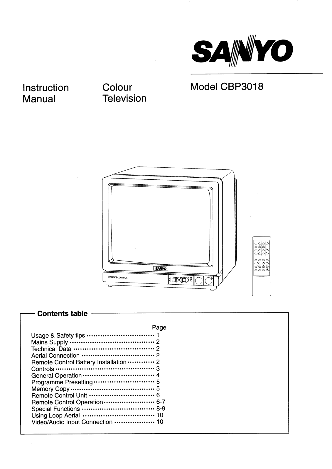 Sanyo CBP3018 Instruction Manual