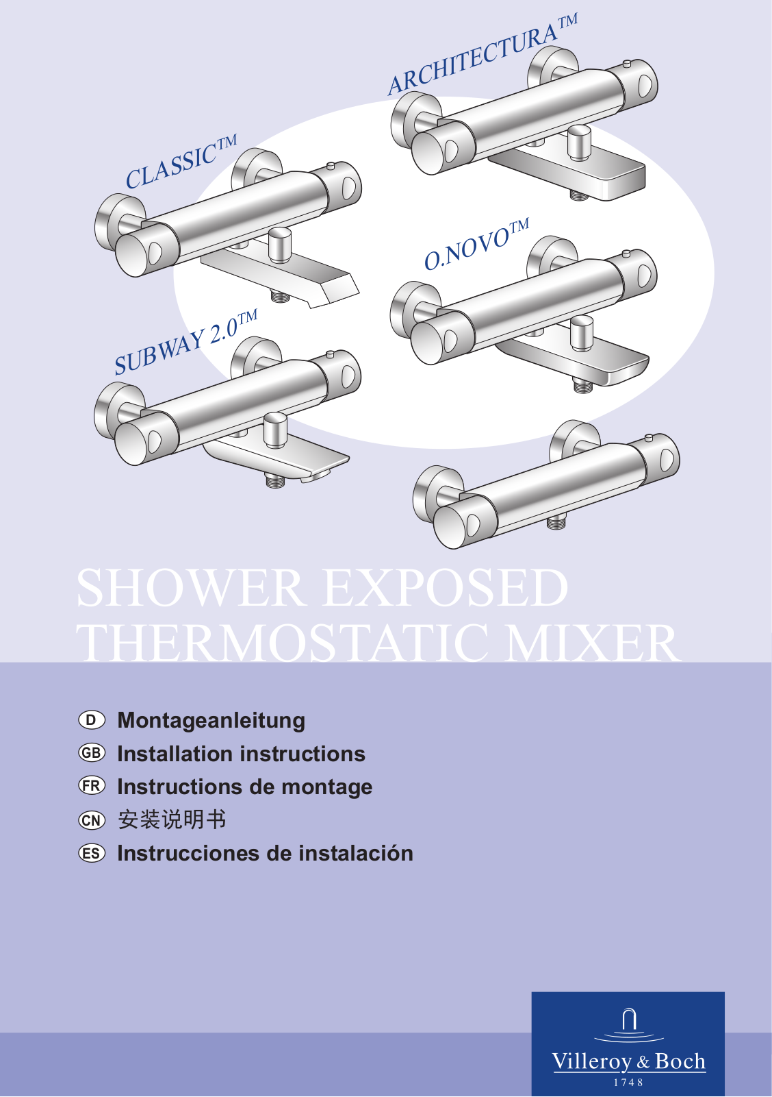 Villeroy & Boch CLASSIC Series, ATCHITECTURA Series, O.NOVO Series, SUBWAY 2.0 Series Installation Instructions Manual