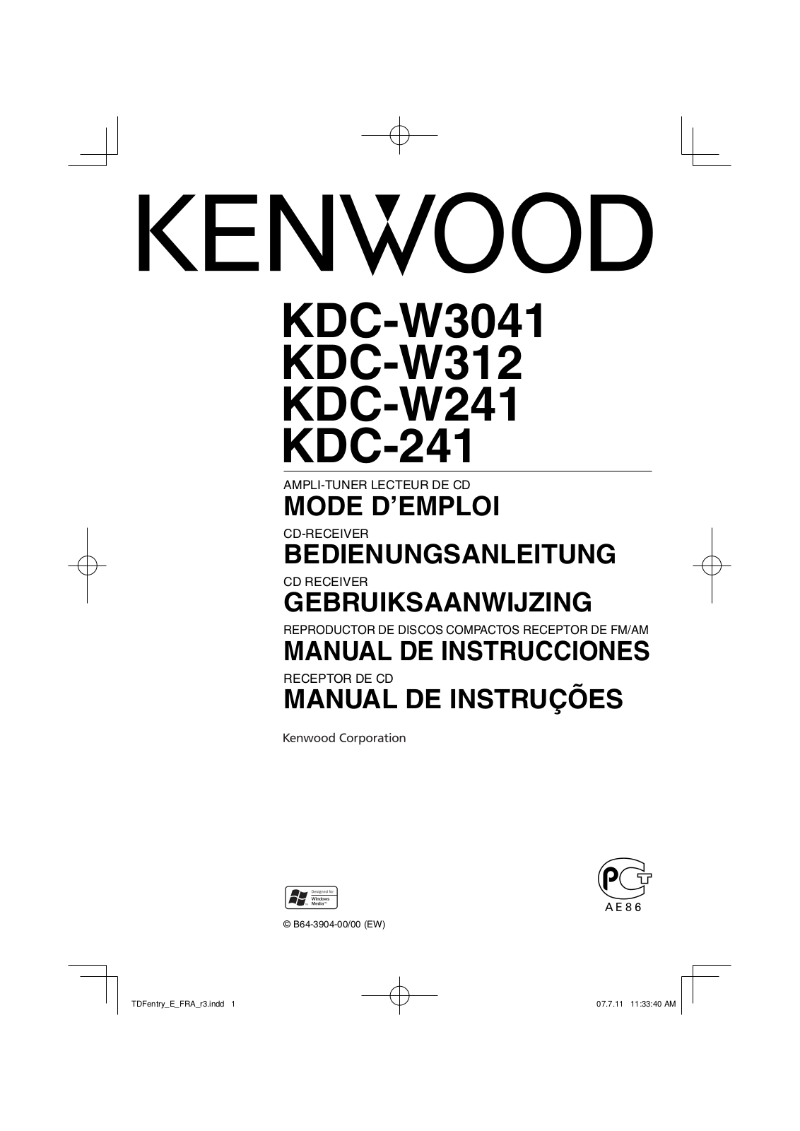 KENWOOD KDC-W241 User Manual