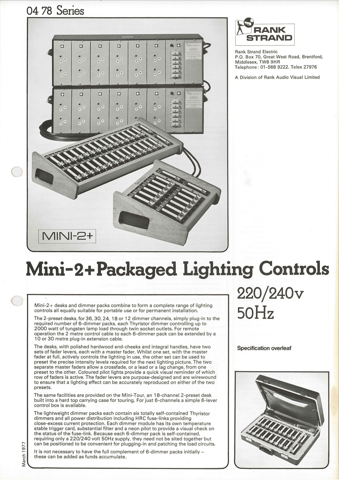 Strand Mini-2+ Packaged Lighting Controls Datasheet - ManualMachine.com