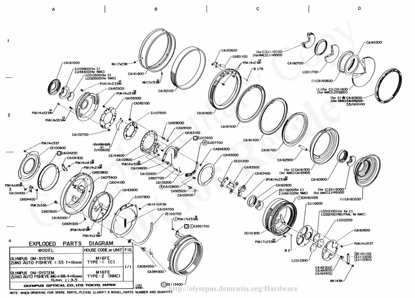 OLYMPUS 16mm f3.5 Service Manual