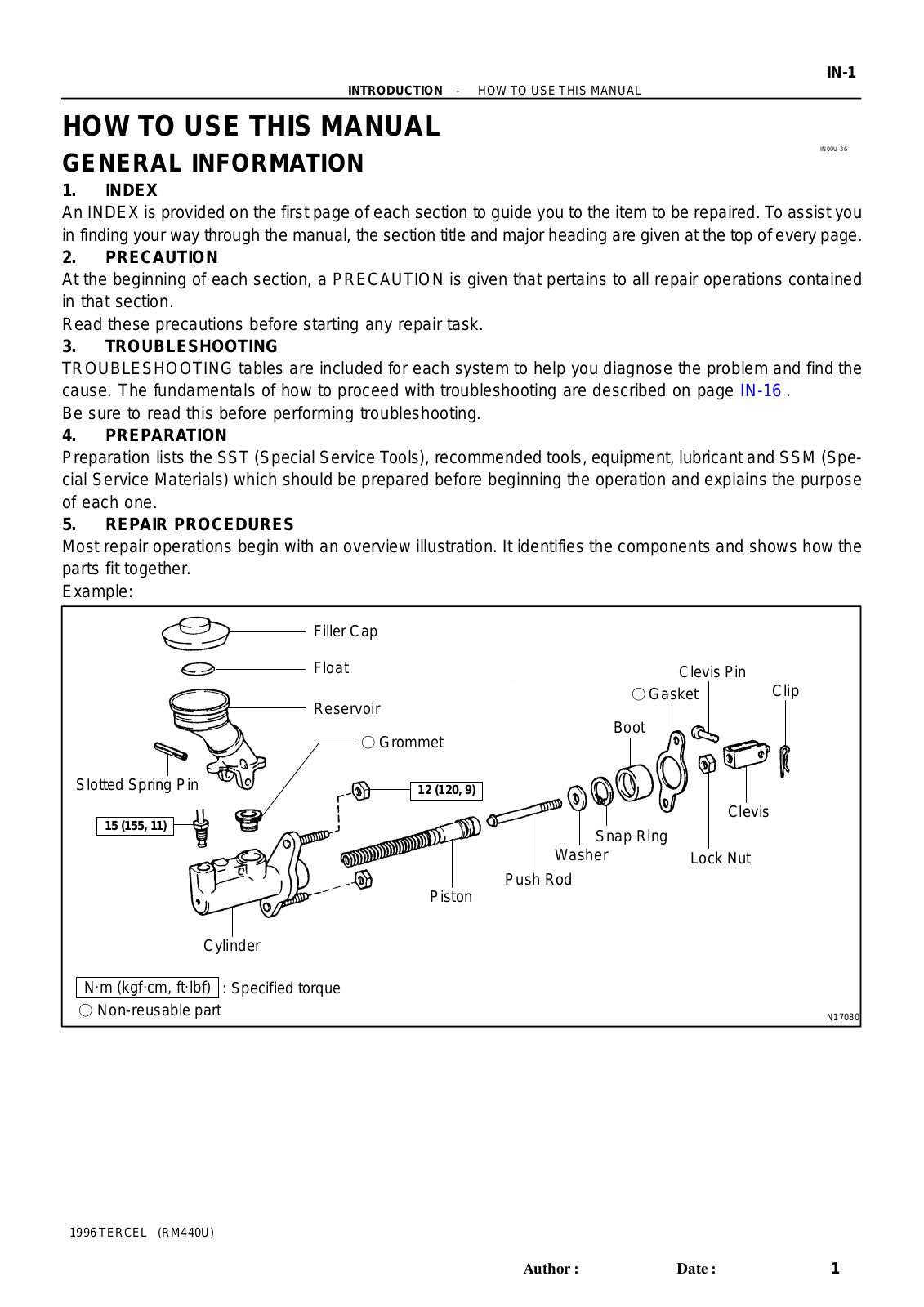 Toyota Tercel 1996 User Manual