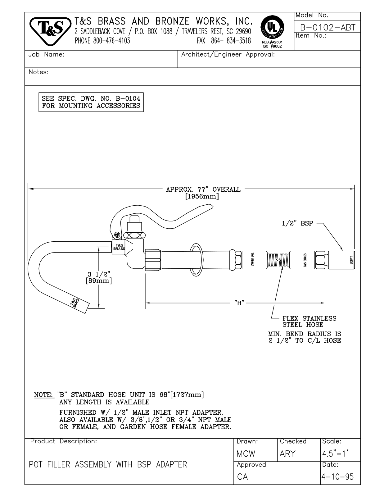 T&S Brass B-0102-ABT User Manual