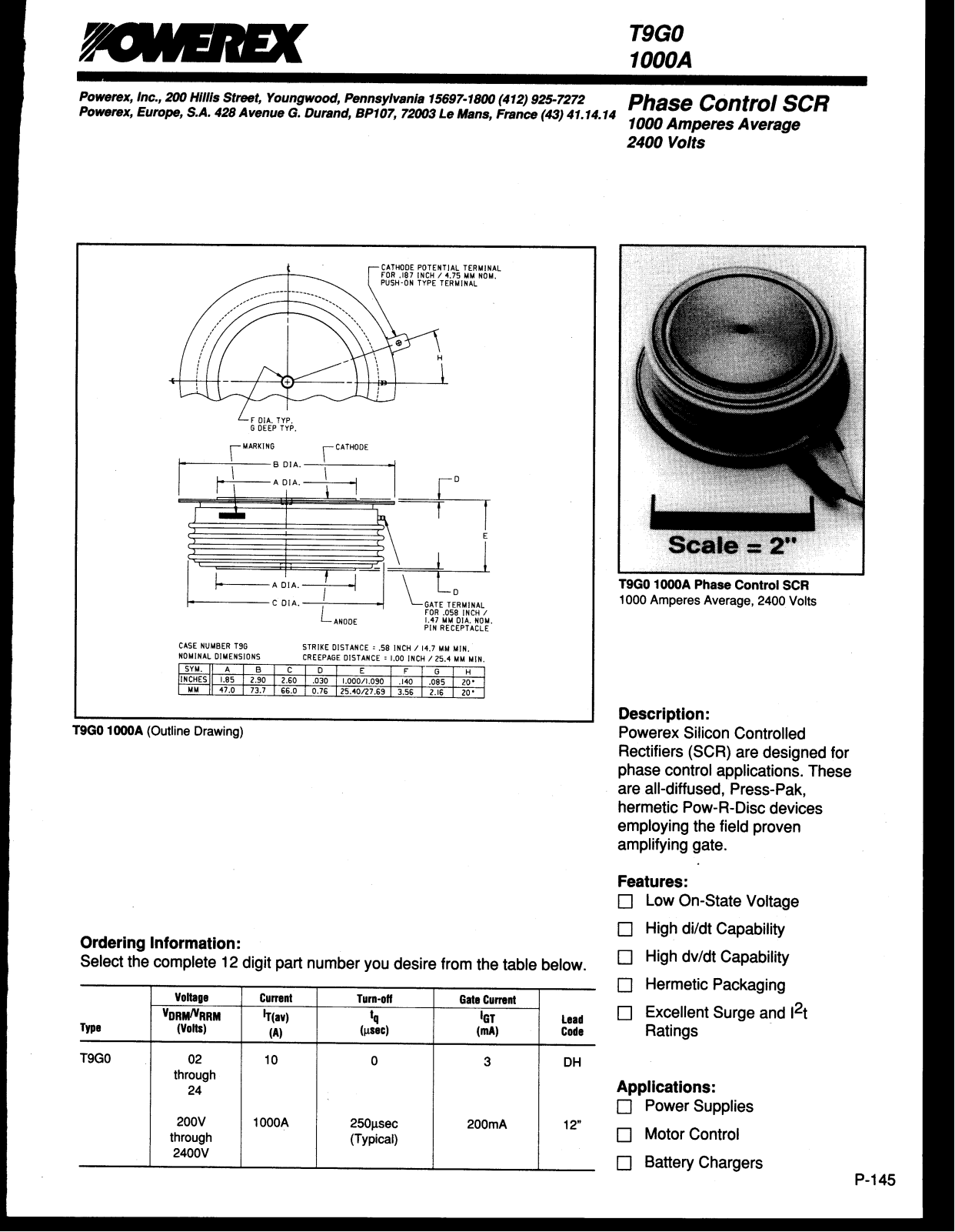 Powerex T9G0 1000A Data Sheet