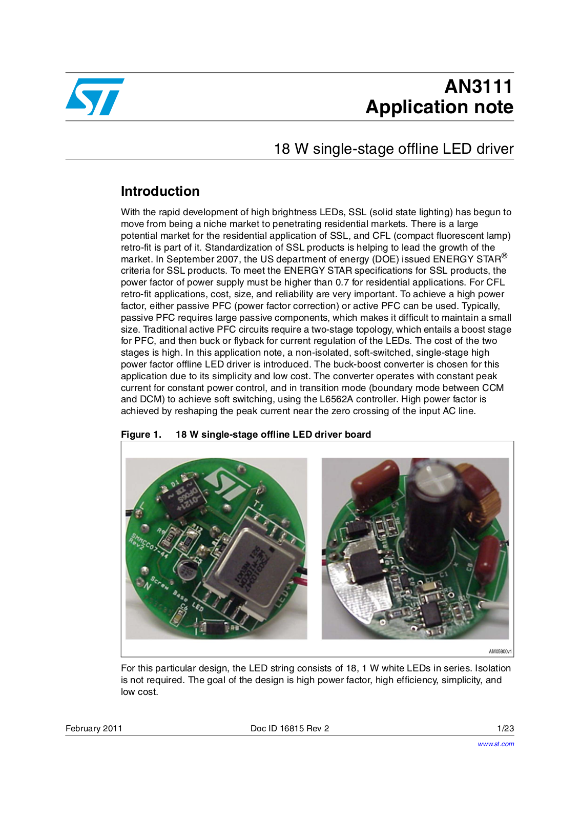 ST AN3111 Application note