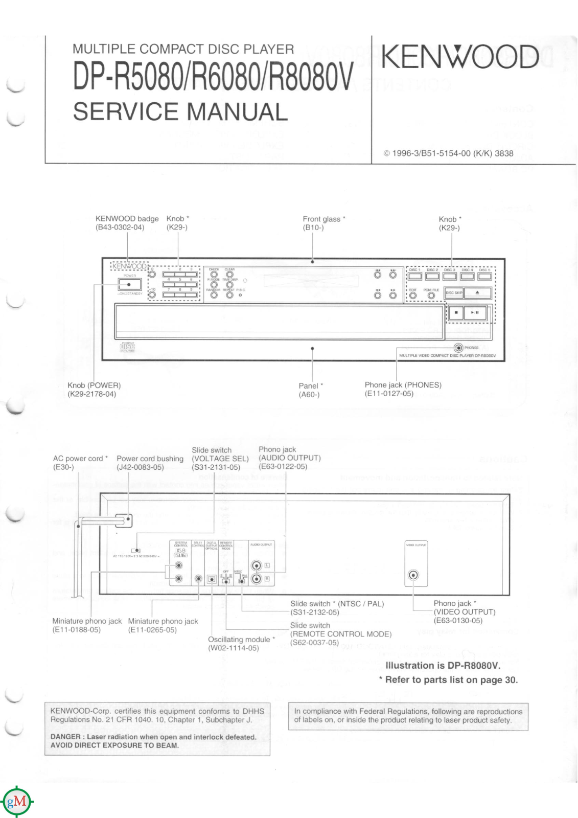 Kenwood DPR-5080, DPR-6080, DPR-8080-V Service manual