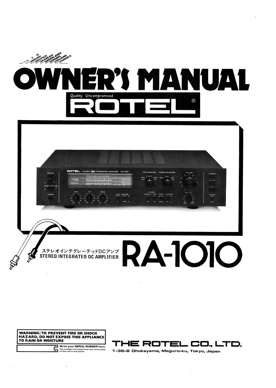 Rotel RA-1010 User Manual