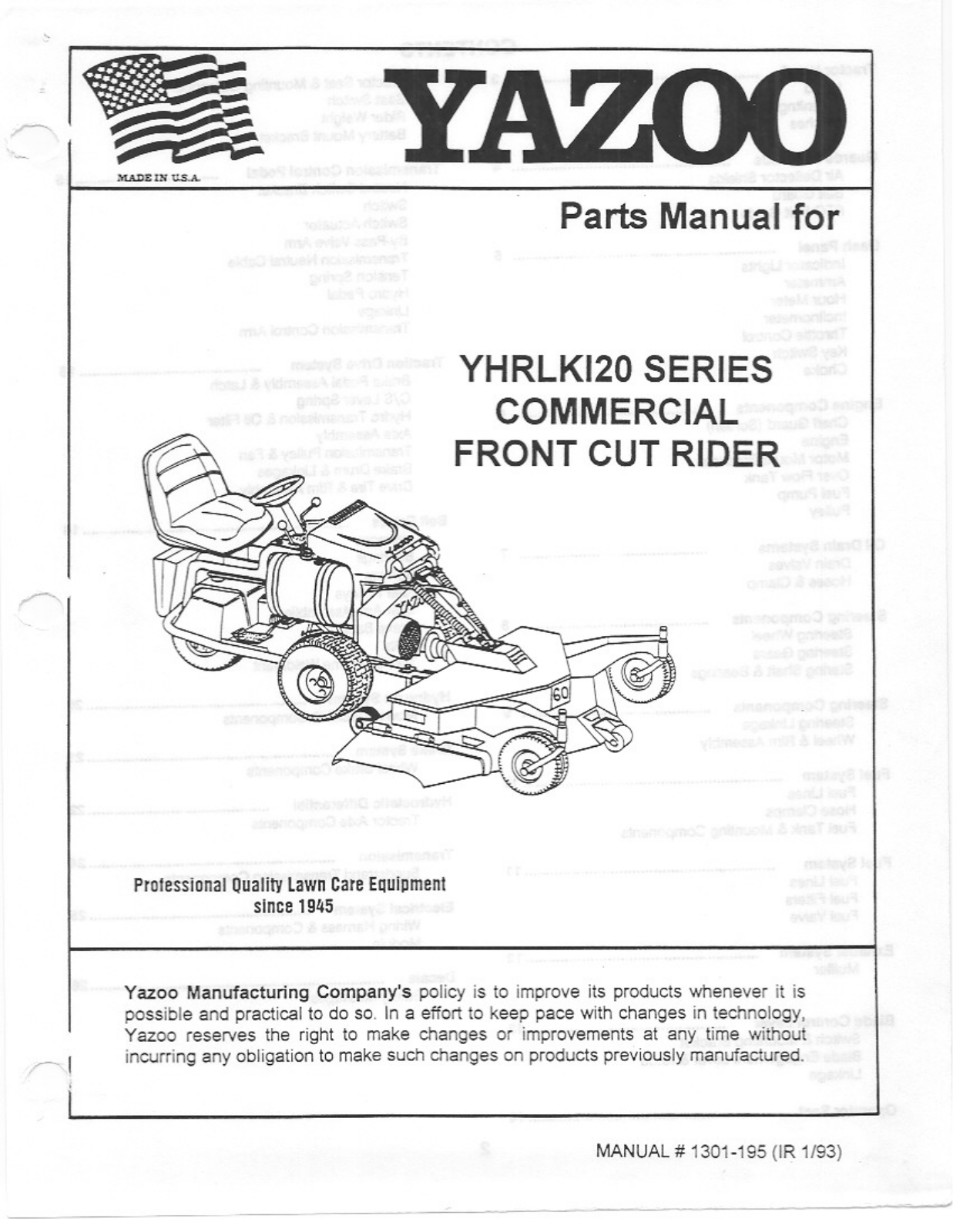 Yazoo/Kees YHRLK120 User Manual