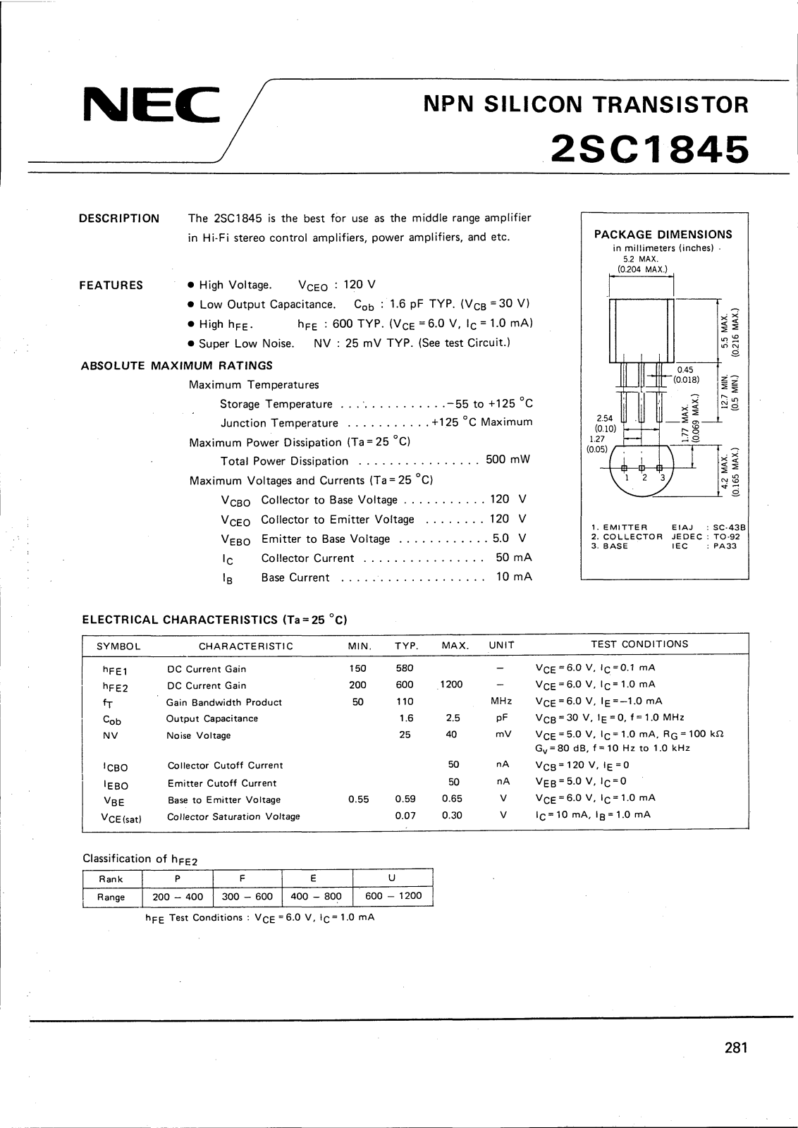 Philips 2sc1845 DATASHEETS