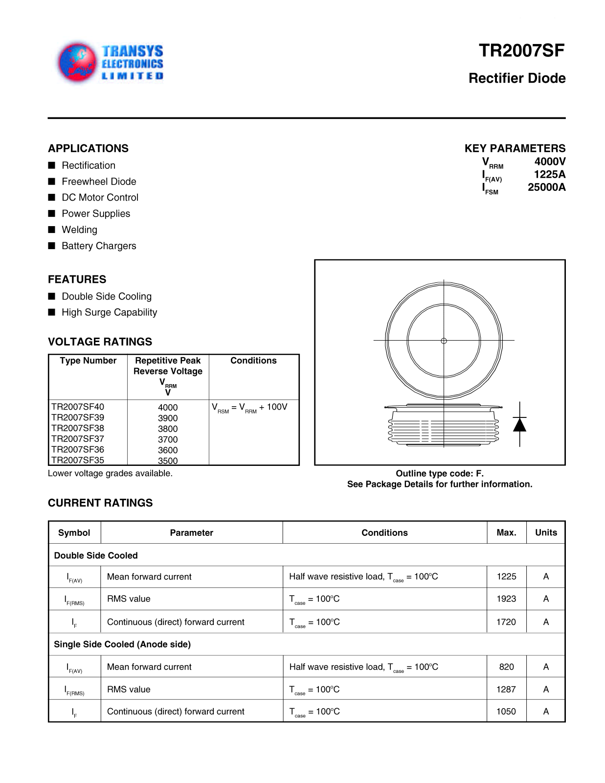 TEL TR2007SF40, TR2007SF39, TR2007SF38, TR2007SF37, TR2007SF36 Datasheet