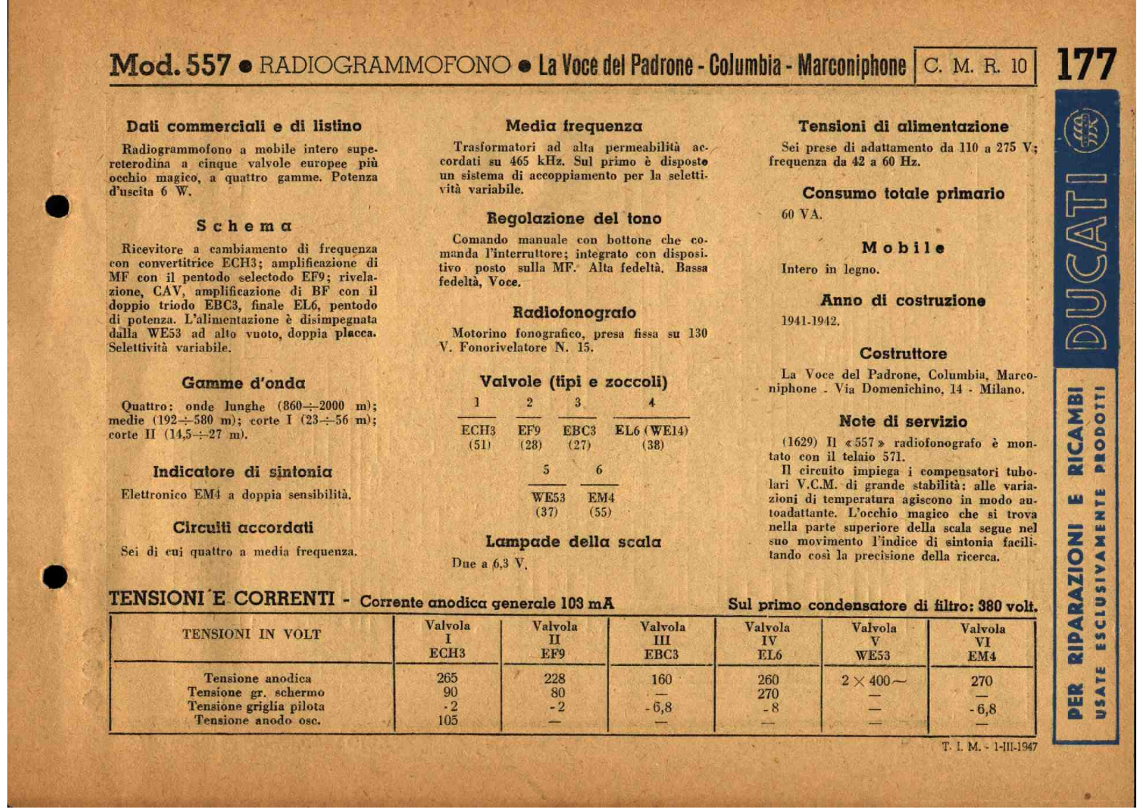 Voce Del Padrone Marconi 557 schematic