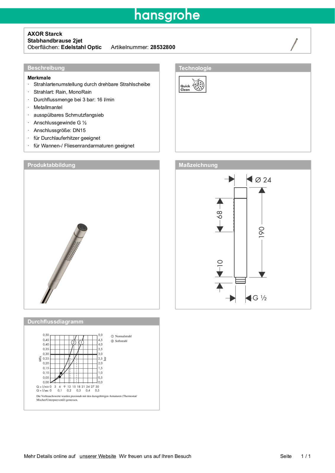 Hansgrohe AXOR 28532800 User Manual