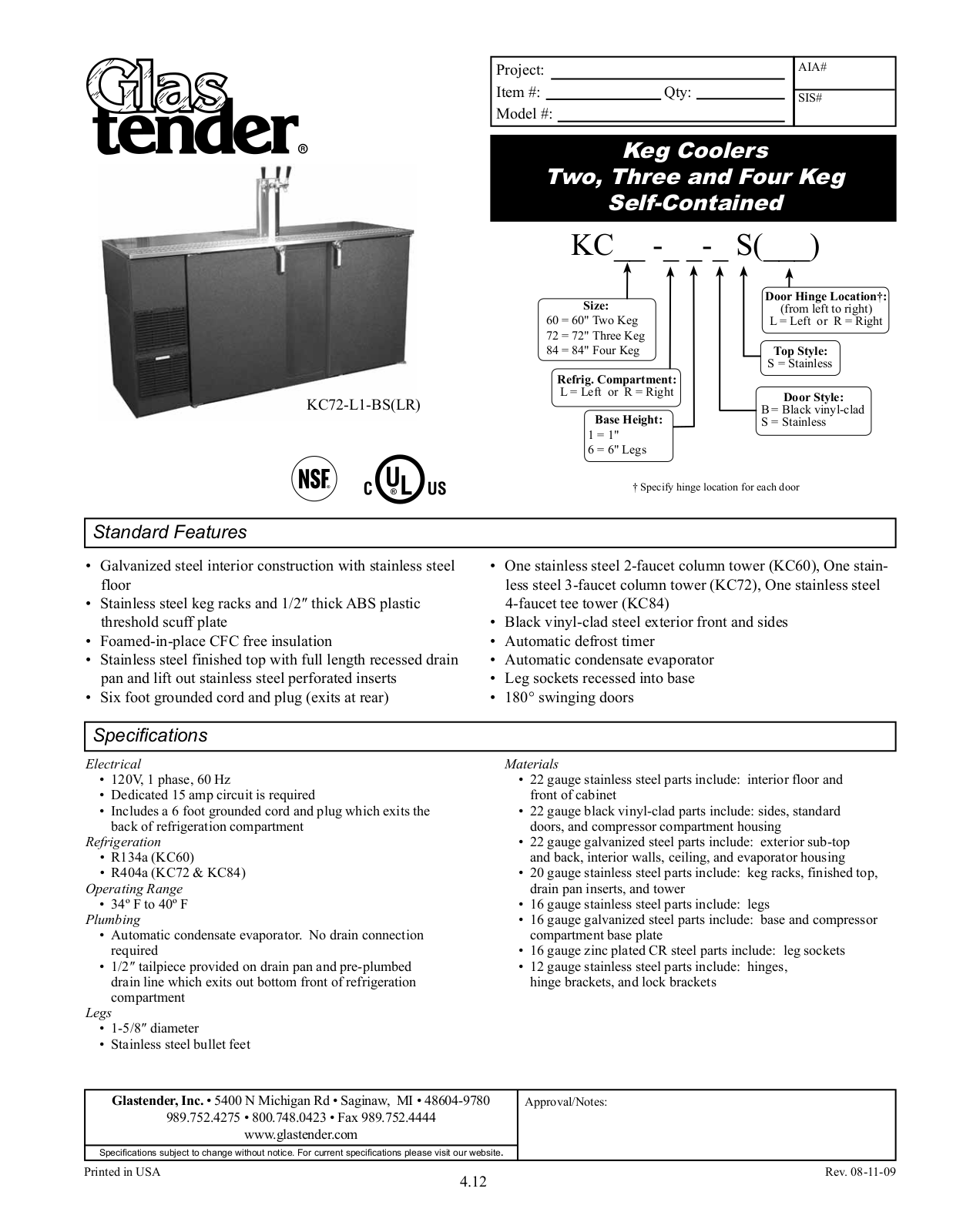 Glastender KC60 User Manual