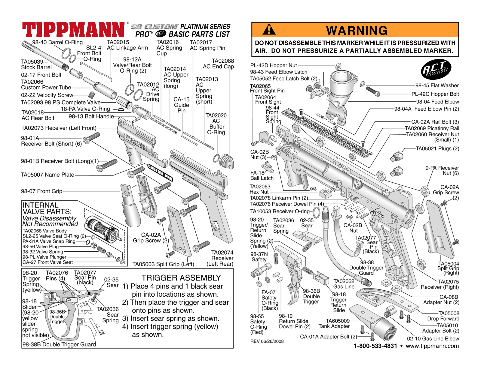 Tippmann 98 Custom Platinum Pro ACT User Manual