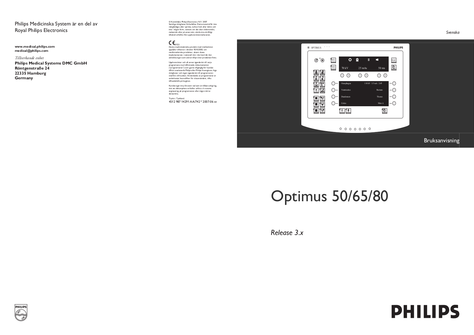 Philips Optimus 50, Optimus  65, Optimus  80 User manual