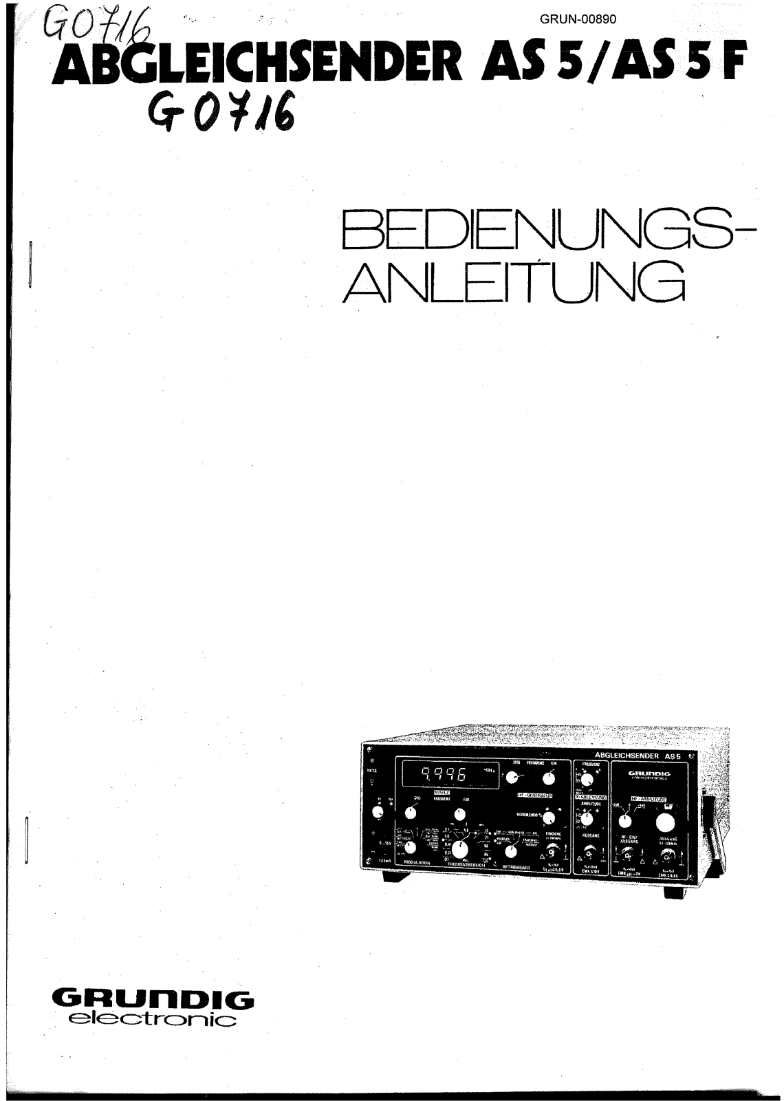 Grundig AS-5 Owners Manual