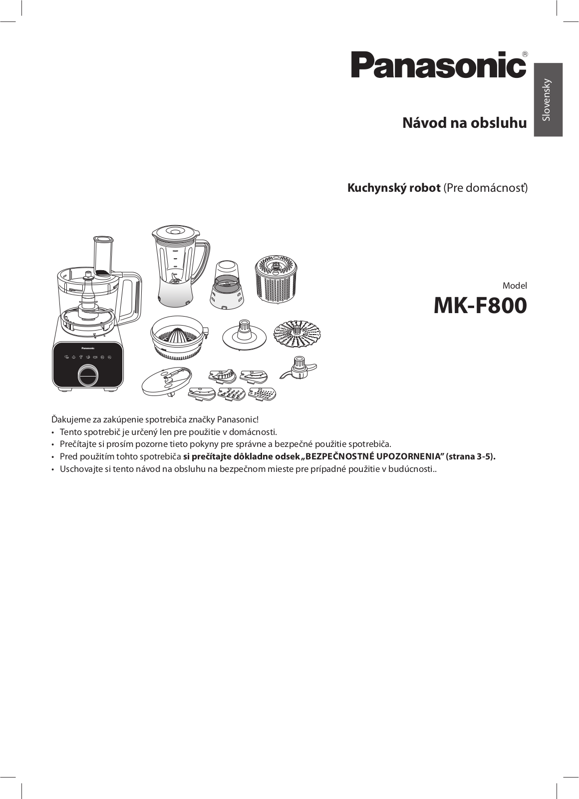 Panasonic MK-F800 User Manual