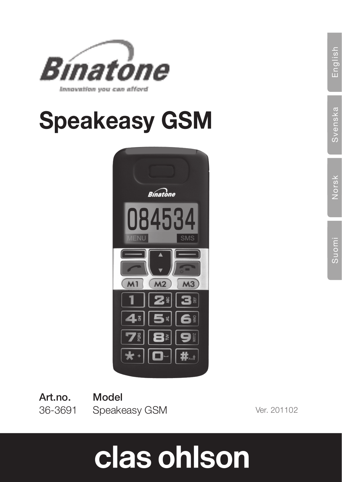 Binatone 36-3691, Speakeasy GSM Instruction Manual