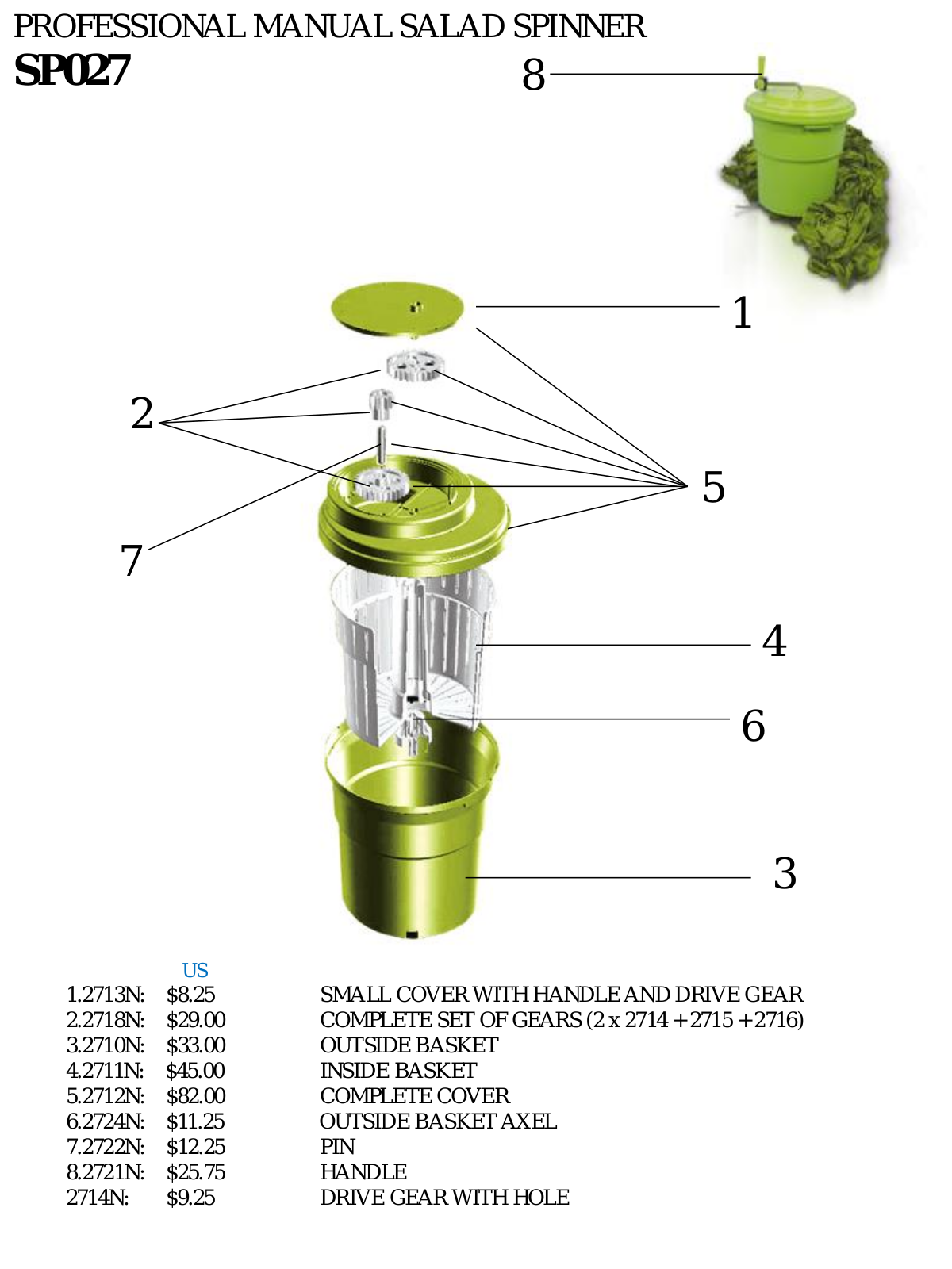 Eurodib SP027 Parts List