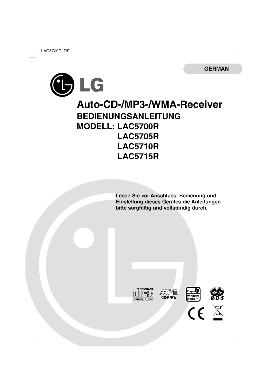 Lg LAC5705R, LAC5710R, LAC5715R User Manual