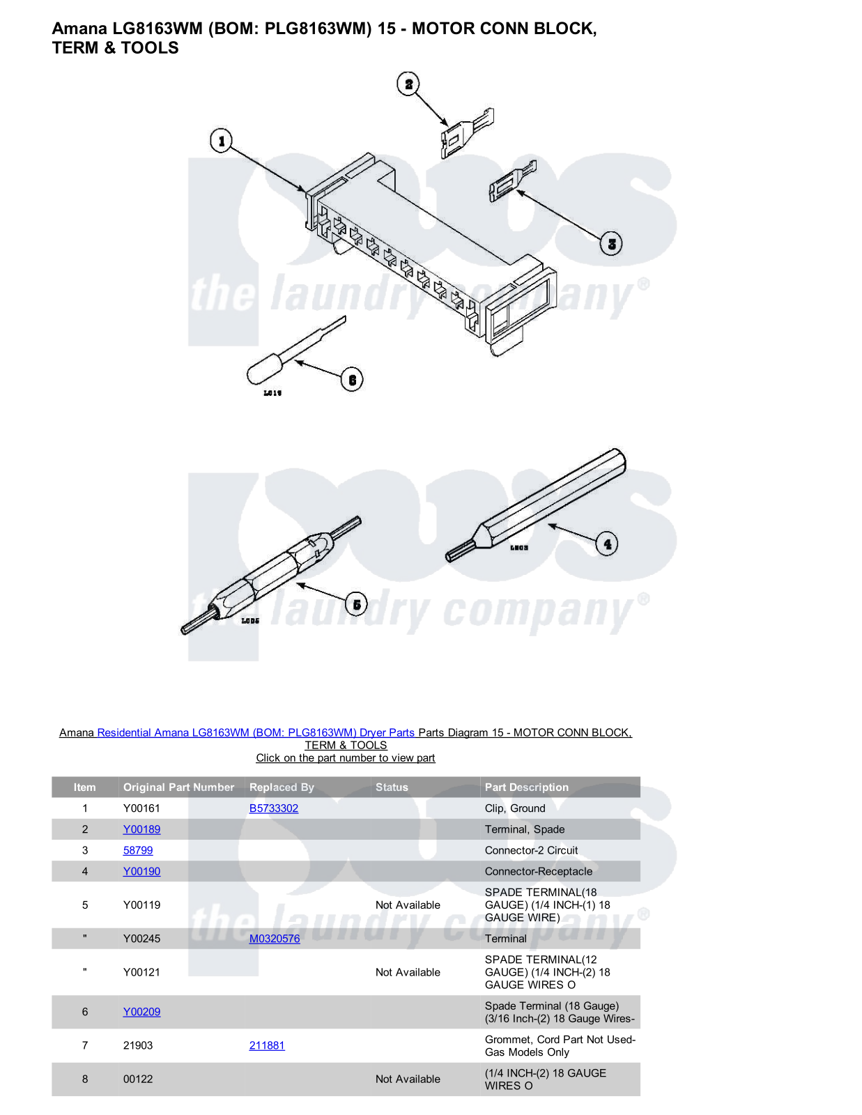 Amana LG8163WM Parts Diagram